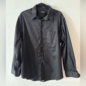 Alfani Men's Long-sleeve, Button-Up Shirt Black 100% Cotton XL
